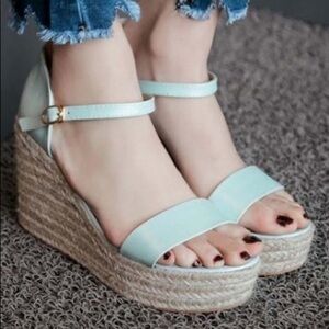 Blue Wedge Espadrille Sandals